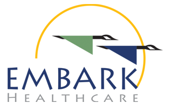 Embark Healthcare logo - Canada geese and setting sun